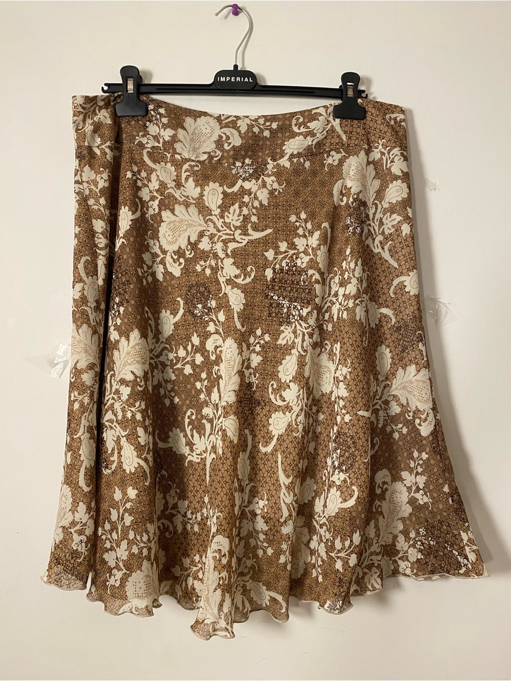Reitmans Brown and Cream Floral Circle Skirt
